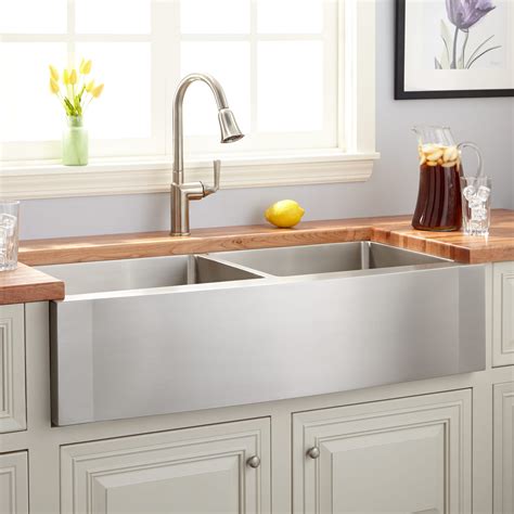 stinless steel apron sink walnut cabinets|farmhouse sink apron.